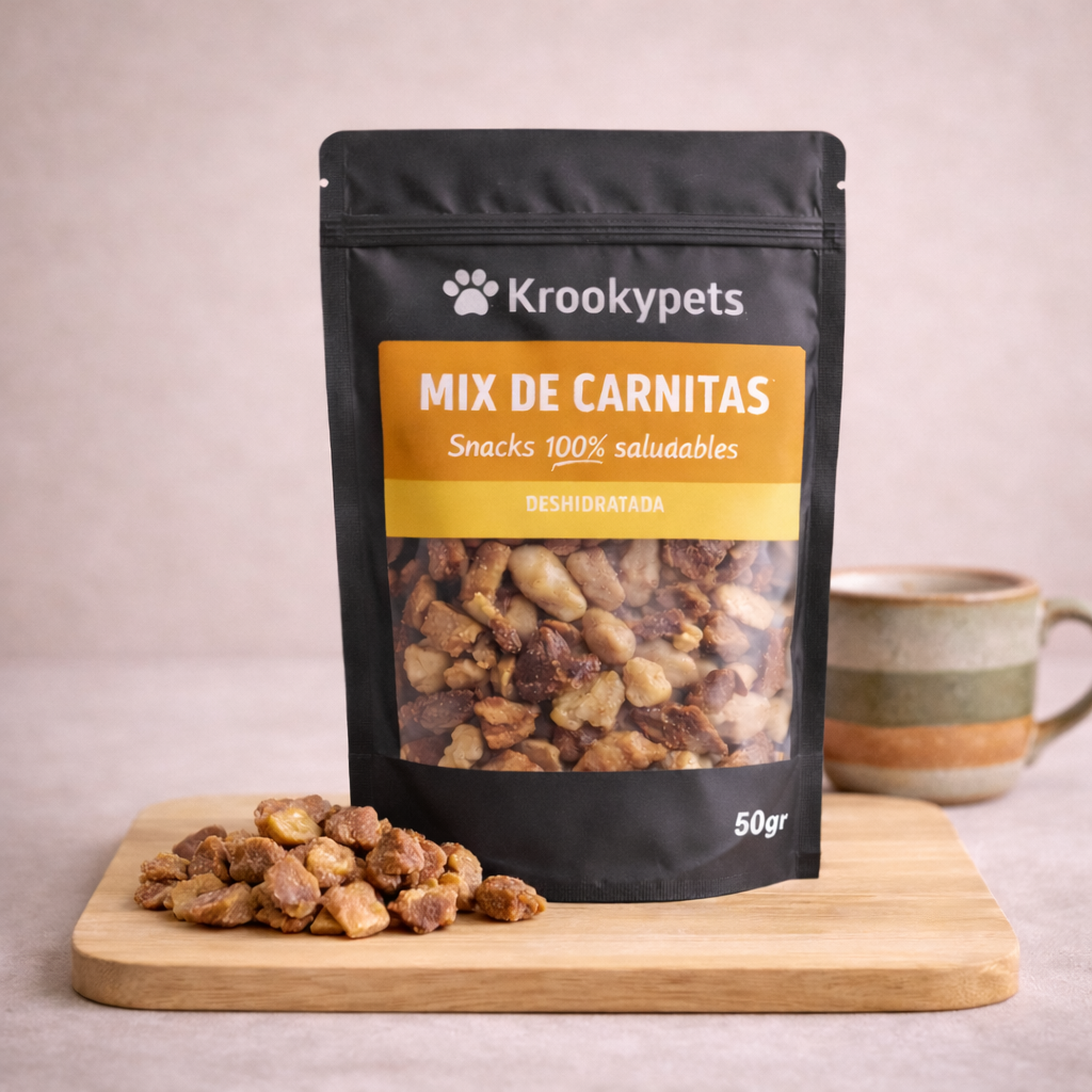 Mix de carnitas naturales para gatos, snack Krookypets